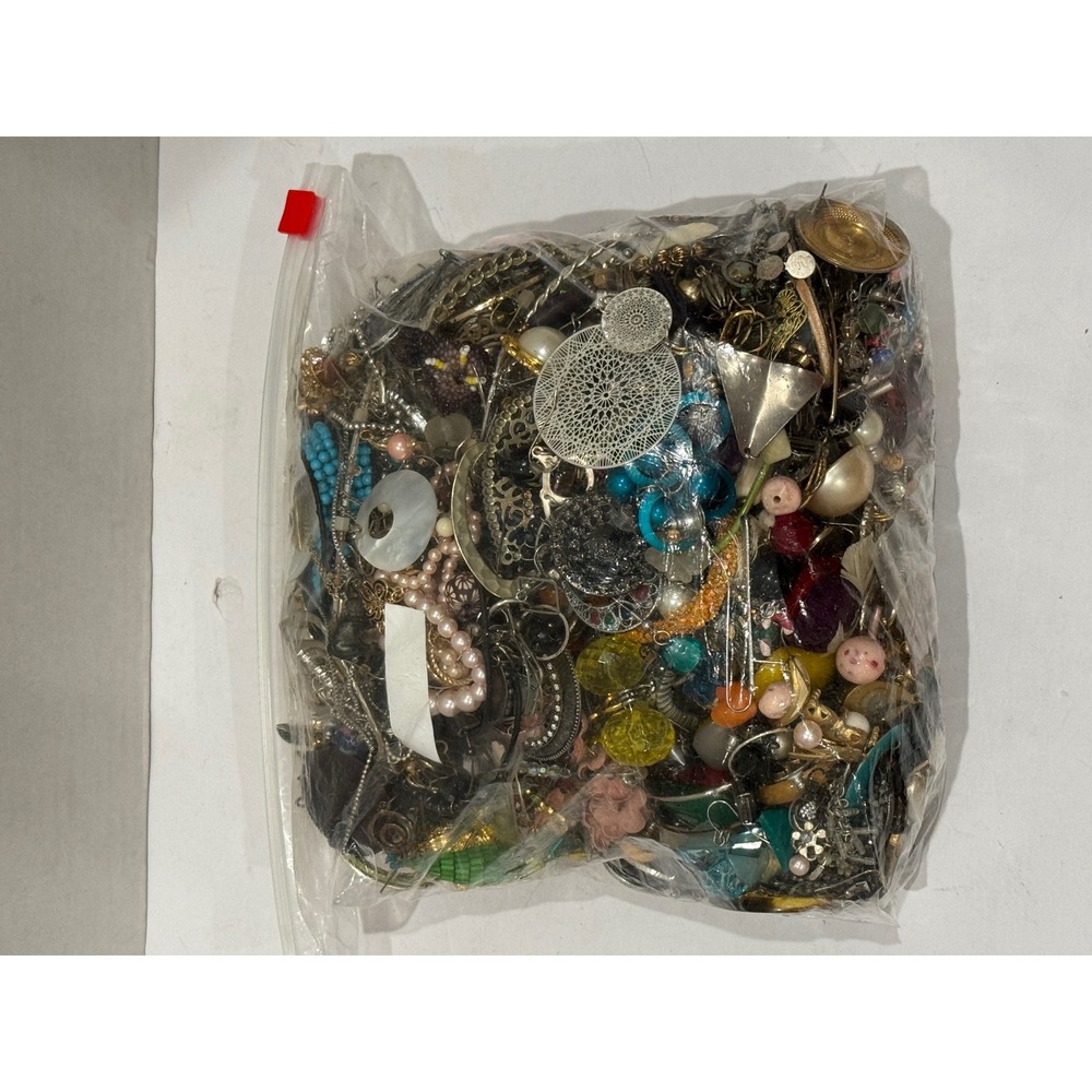 6.4 lbs Mixed Costume Jewelry Lot Bulk Crafting Beads Earrings Mystery Lot As Is - Picture 2 of 10